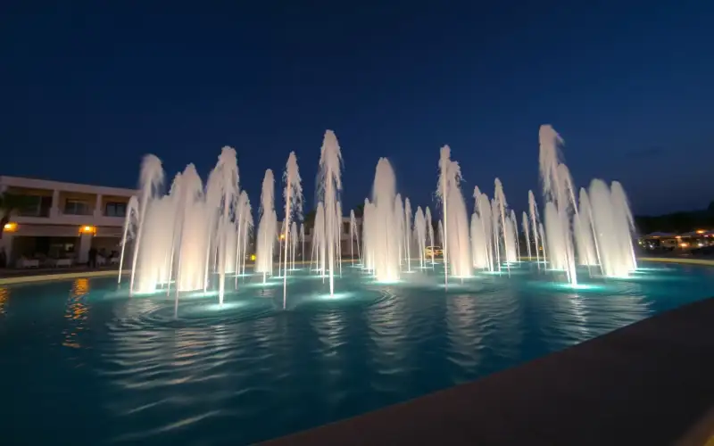 Spectacular Magic Dancing Fountains dazzle visitors in Protaras, Cyprus, perfect for a memorable family beach vacation